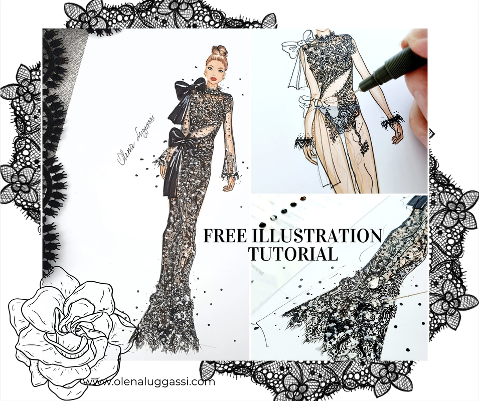 Free fashion illustration course. Fashion illustration online course. Olena Luggassi fashion