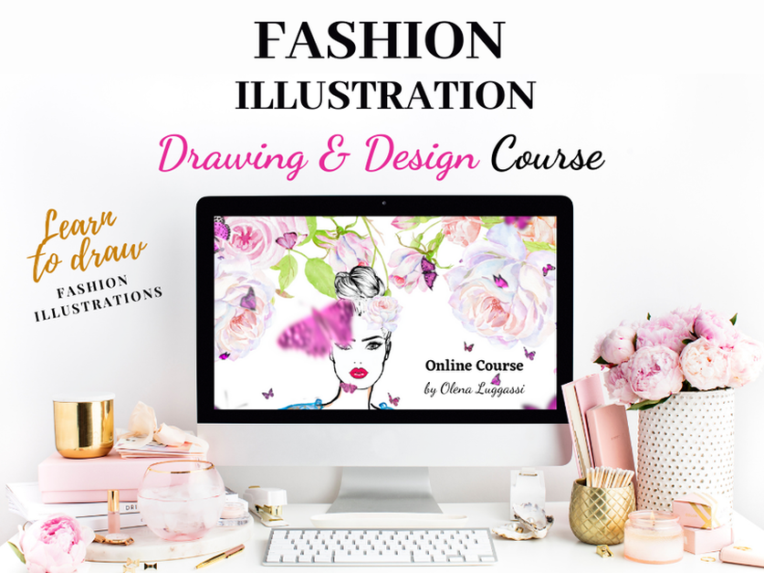 Olena Luggassi, Fashion illustration drawing course. Learn to draw fashion illustrations. Fashion design courses online. Fashion design school