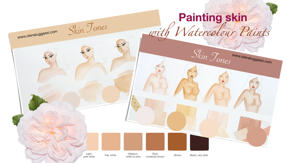 learn to paint skin tones with watercolour paints, fashion illustration course, paint skin tones