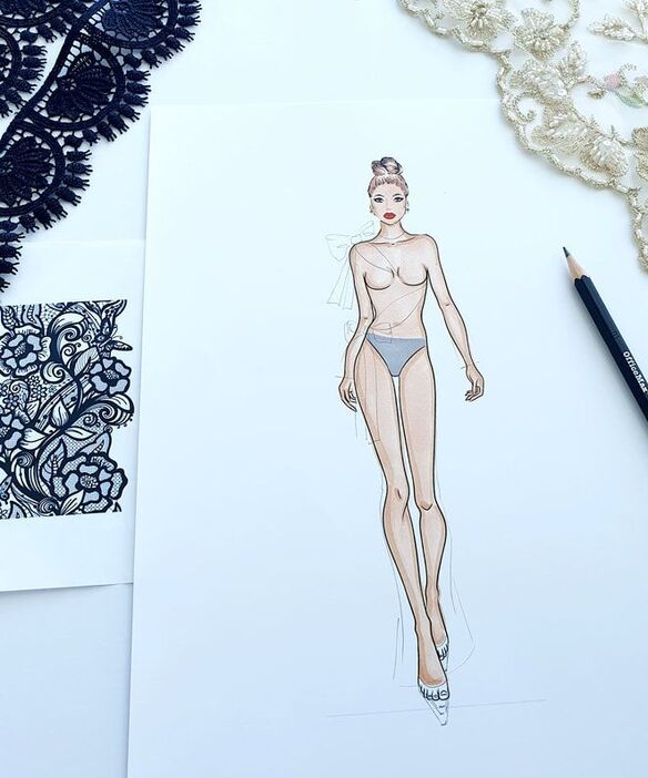 Free Fashion illustration drawing online course, free fashion illustration course. Olena Luggassi
